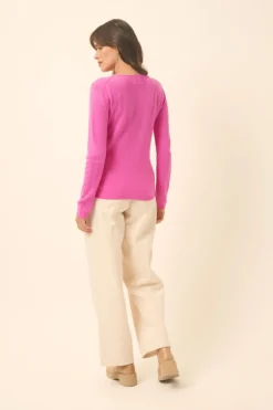 VIVIAN pull col rond rose