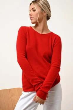 VIVIAN pull col rond rouge