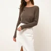 VIVIAN pull col rond taupe chiné