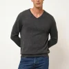WALT pull col v anthracite chiné