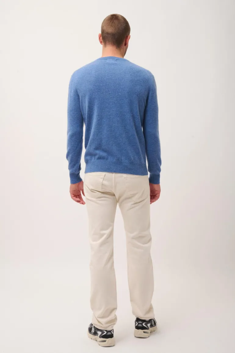 WALT pull col v bleu denim