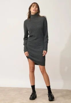 ZOELA robe col roulé carbone chiné