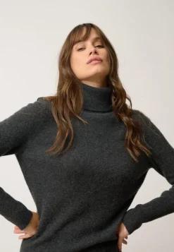 ZOELA robe col roulé carbone chiné