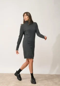ZOELA robe col roulé carbone chiné